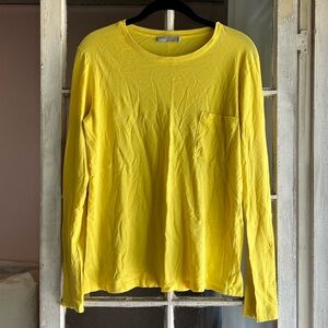 Vince Yellow Long Sleeve Front Pocket T-Shirt